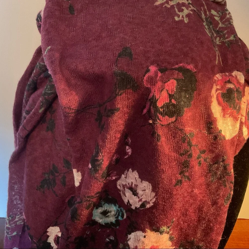 Self Esteem Boho Floral Print Burgundy Infinity Scarf - Picture 5 of 7